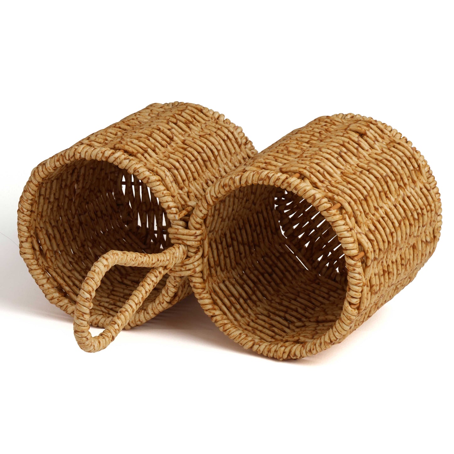 Çift Bölmeli Hasır Kaşıklık – Rattan Mutfak Kaşıklık ve Organizer