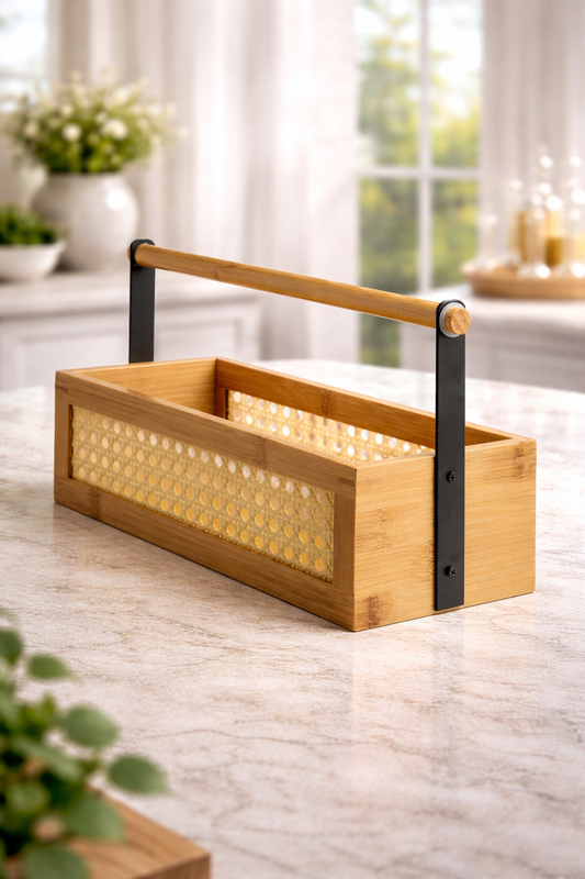 Bambu Hasır Detaylı Mutfak Sepeti